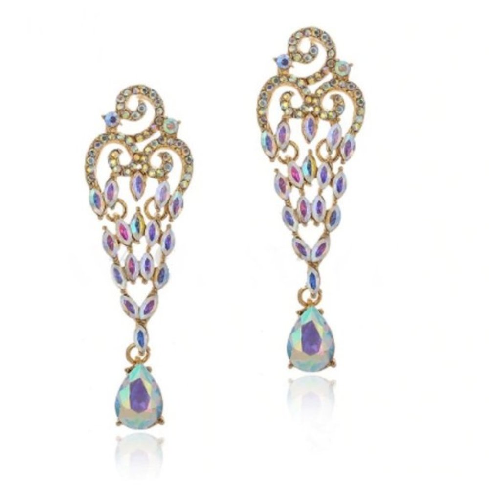 SOLD   AB Crystal Occasion Earrings - Picture 2 of 4